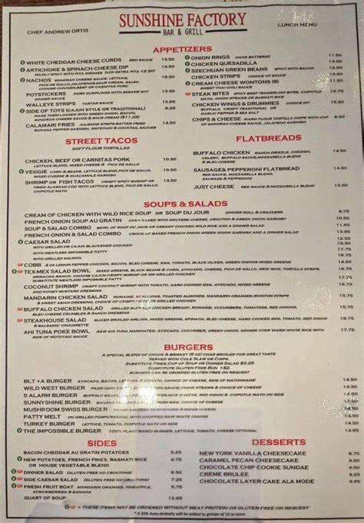 Sunshine Factory Bar &amp; Grill Menu: A Comprehensive Guide to Your Ultimate Dining Experience