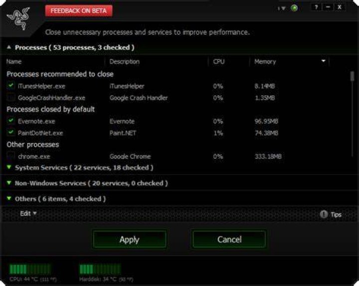 What Processes to Elect for Razer Game Booster on PC