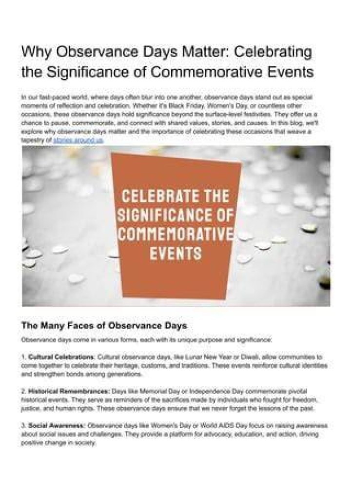 What's the Special of Today? Celebrating Unique Moments and Significance